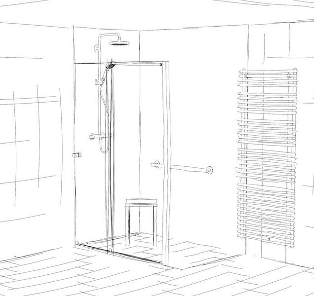 Zeichnung neuer Duschbereich